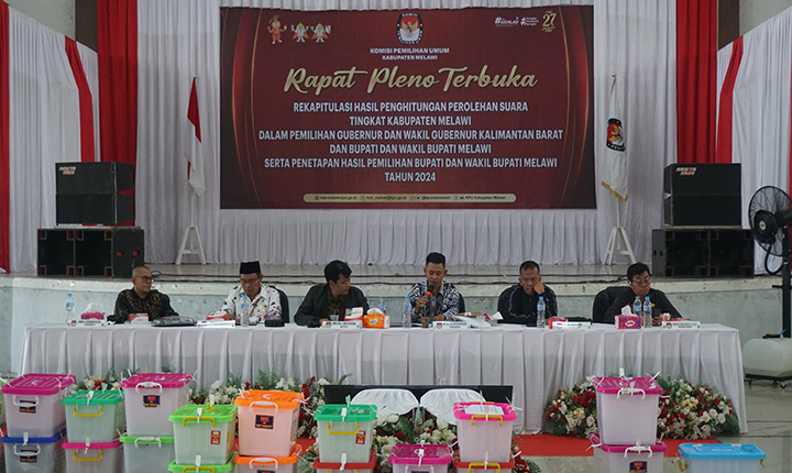 KPU Melawi Resmi Menggelar Rapat Pleno Terbuka Rekapitulasi Perolehan Suara Pilkada 2024