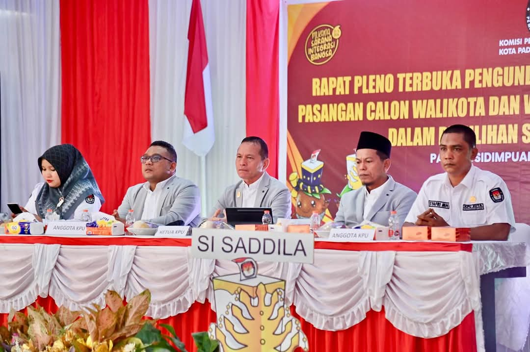 Plt. Sekretaris Daerah Hadiri Rapat Pleno Terbuka Pengundian dan Penetapan Nomor Urut Paslon Walikota dan Wakil Wali Kota Padangsidimpuan.