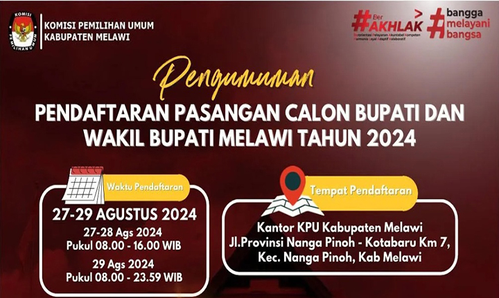 KPU Melawi Umumkan Pendaftaran Paslon Bupati Dan Wakil Bupati Melawi Tahun 2024