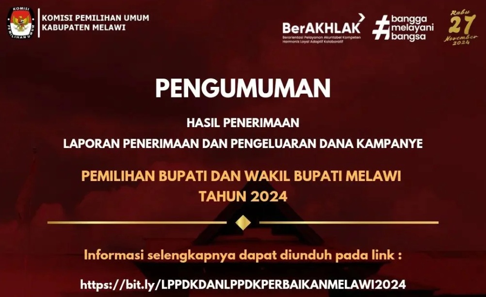 KPU Melawi Umumkan Hasil LPPDK Perbaikan Pasangan Calon Pilbup 2024