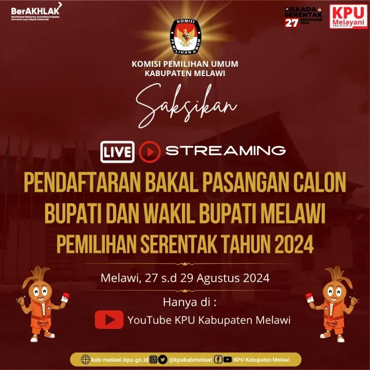 Ketua KPU Melawi Ajak Masyarakat Saksikan Live Streaming Pendaftaran Bakal Paslon Bupati Dan Wakil Bupati Melawi 2024