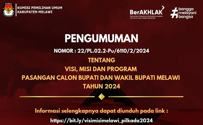 KPU Melawi Resmi Umumkan Visi, Misi, Dan Program Paslon Bupati Dan Wakil Bupati Di Pilkada 2024