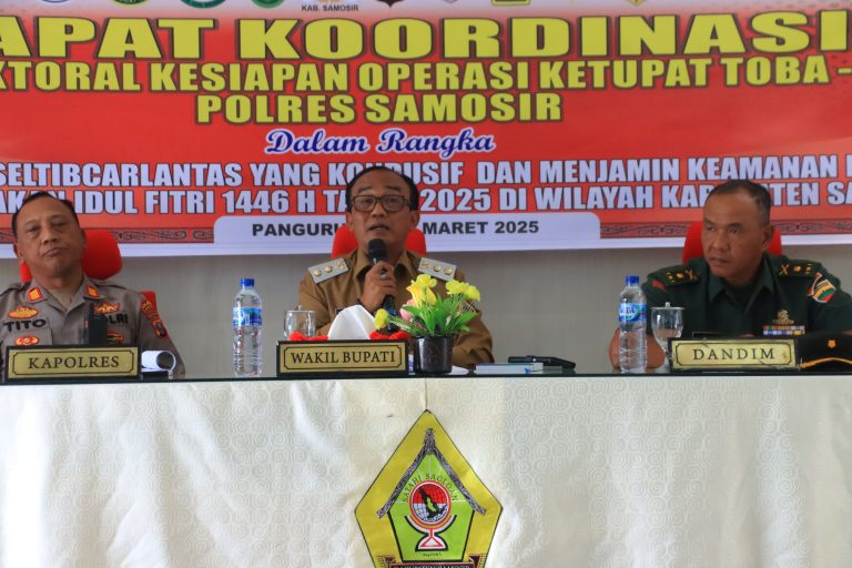 Rapat Persiapan Pengamanan Hari Raya Idul Fitri 2025 Dipimpin Wabub Samosir