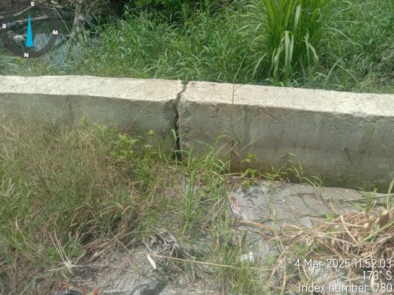 Tampak hasil survei ini hari, dimana di lokasi kedapatan beton putus atau tak tertampung sempurna