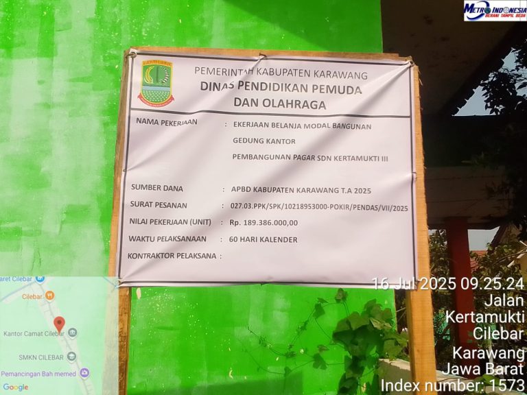 Proyek Pembangunan Pagar Sekolah SDN Kertamukti III Cilebar Diduga Proyek Tak Bertuan