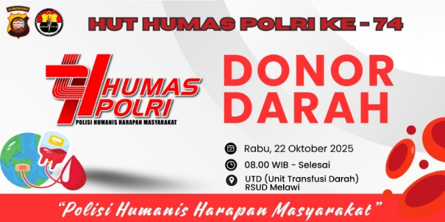 Peringati Hari Jadi Humas Polri Ke -74  Polres Melawi Gelar Kegiatan Donor Darah