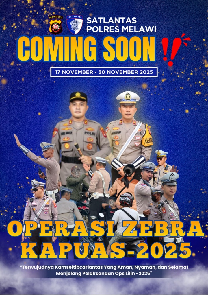 Polres Melawi Gelar Operasi Zebra Kapuas 2025: Wujudkan Kamseltibcar Lantas Aman dan Nyaman Menjelang Operasi Lilin