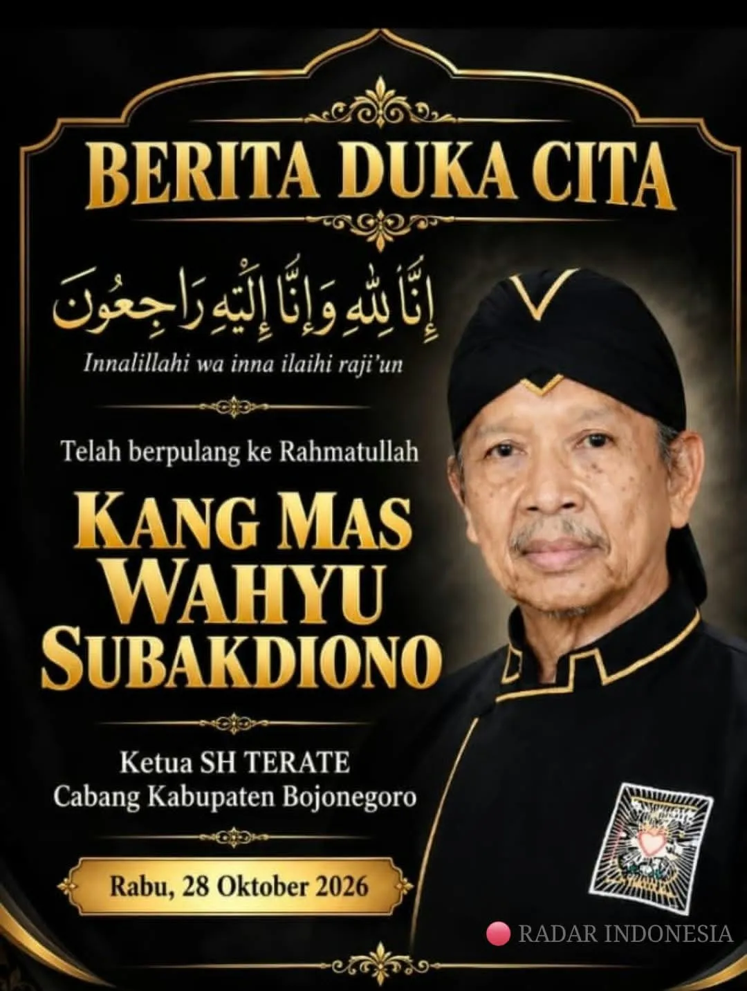 Ketua SH Terate Bojonegoro Wahyu Subakdiono Berpulang